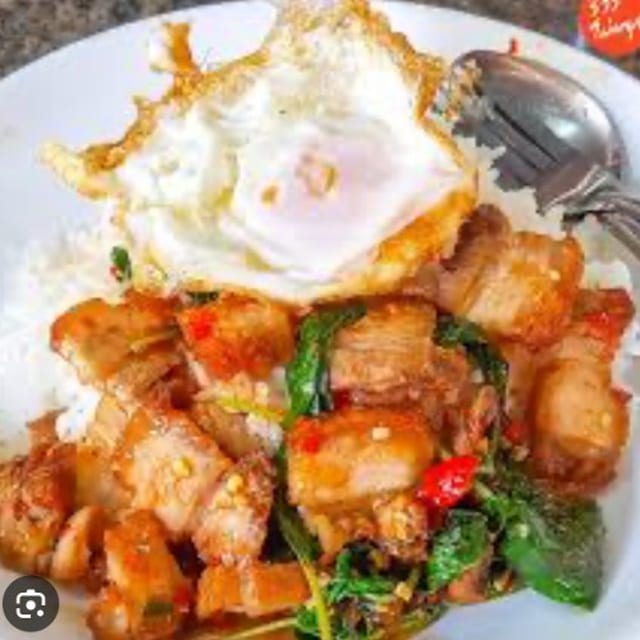 Pad Ka Paw Crispy Pork.